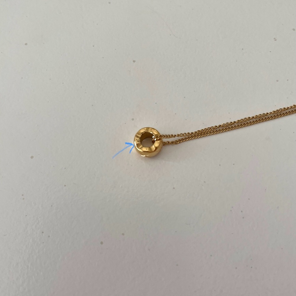 Gold Necklace with Textured Quilted Barrel Pendant - Picture 8 of 8